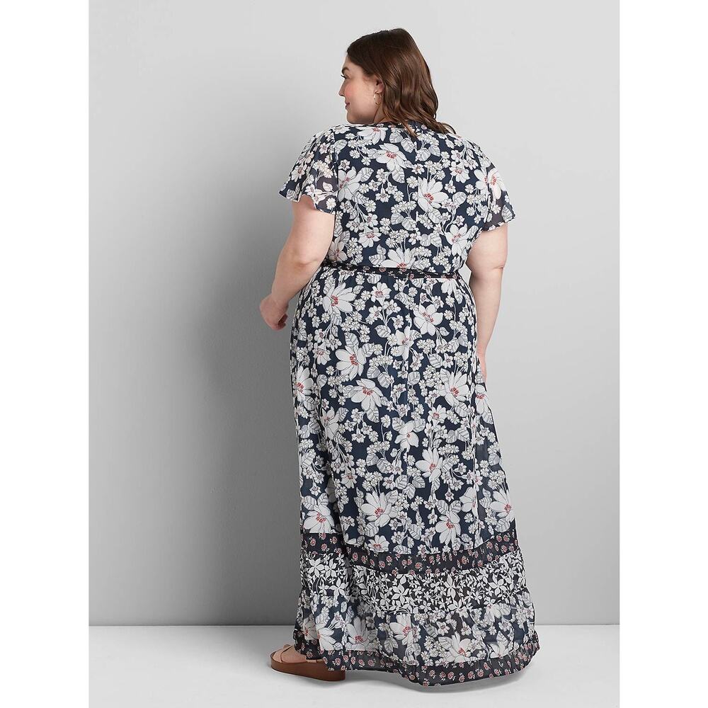 Lane Bryant Navy Blue Floral Chiffon Maxi Dress Sz.22W NWT - Picture 2 of 16